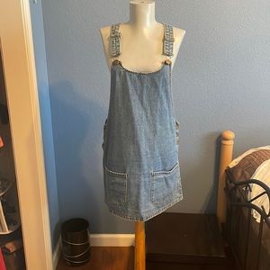 Jean overall mini dress